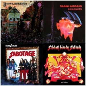 Covers of four Black Sabbath albums